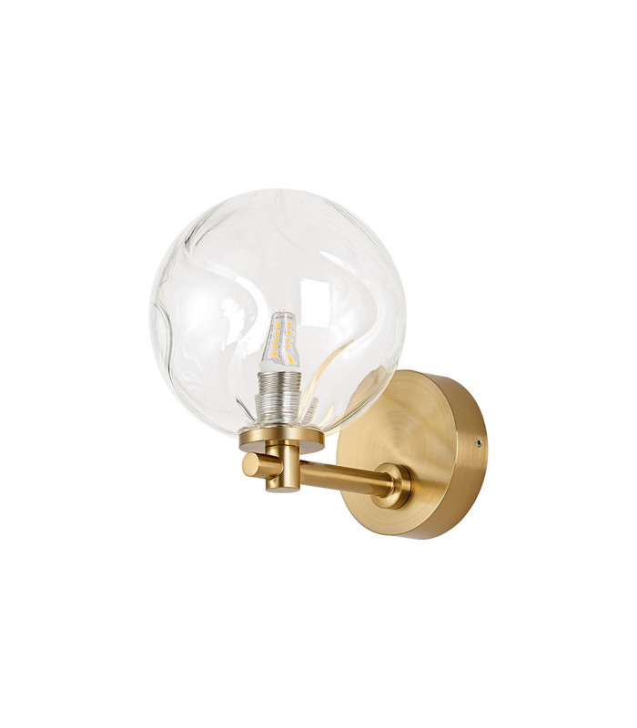 Tivoli Short Arm Wall Light 1 Light G9 IP44 Brass Gold/Clear Waved Round Glass-4