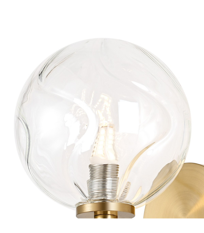 Tivoli Short Arm Wall Light 1 Light G9 IP44 Brass Gold/Clear Waved Round Glass-5