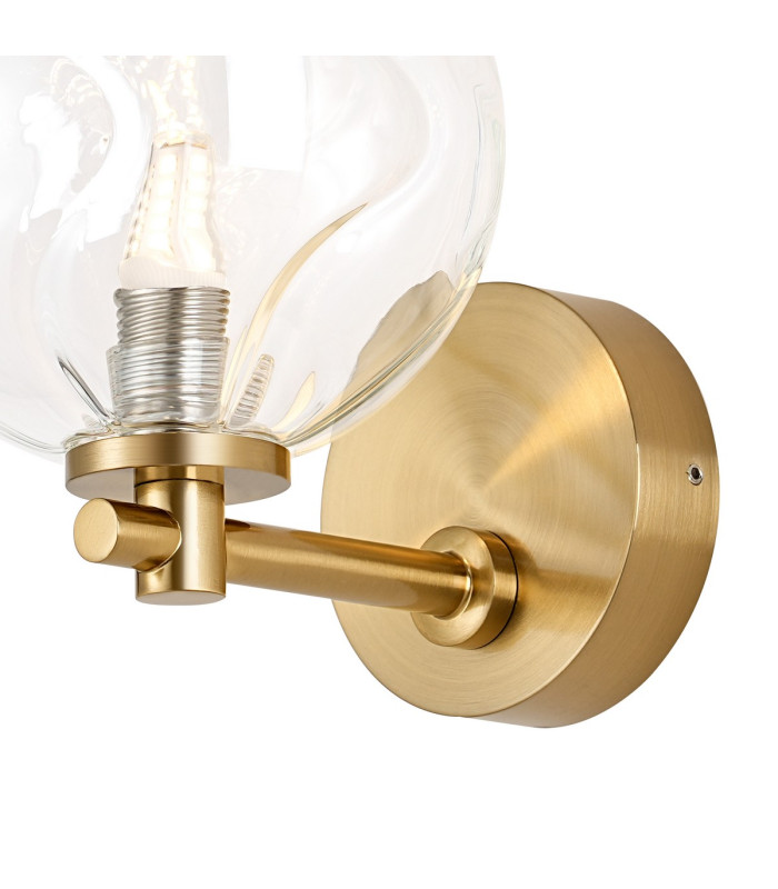 Tivoli Short Arm Wall Light 1 Light G9 IP44 Brass Gold/Clear Waved Round Glass-6