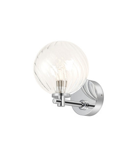 Tivoli Short Arm Wall Light 1 Light G9 IP44 Polished Chrome/Clear Swirl Round Glass-1