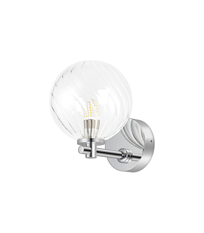 Tivoli Short Arm Wall Light 1 Light G9 IP44 Polished Chrome/Clear Swirl Round Glass-4