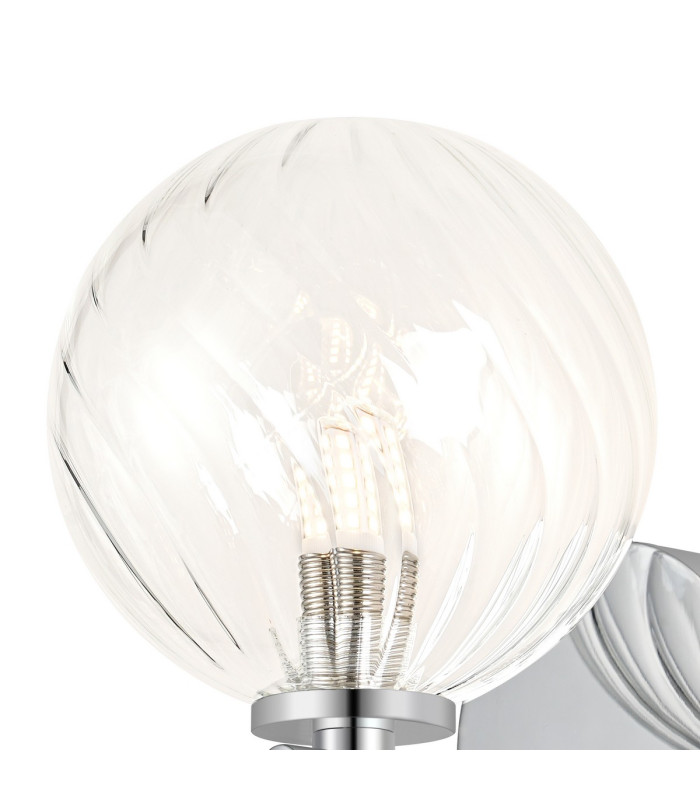 Tivoli Short Arm Wall Light 1 Light G9 IP44 Polished Chrome/Clear Swirl Round Glass-5