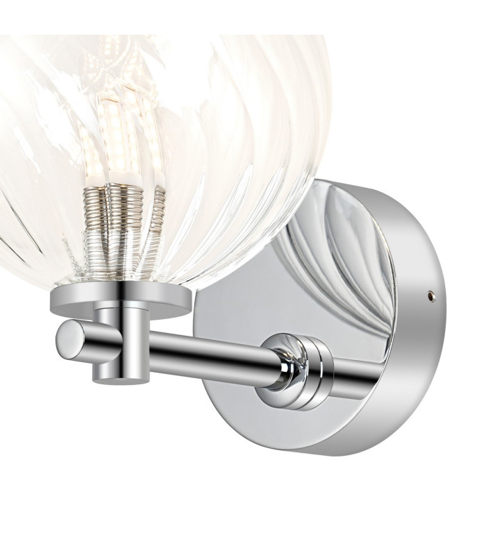 Tivoli Short Arm Wall Light 1 Light G9 IP44 Polished Chrome/Clear Swirl Round Glass-6