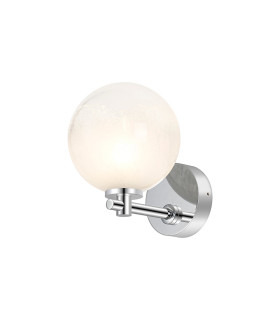 Tivoli Short Arm Wall Light 1 Light G9 IP44 Polished Chrome/White Two-Tone Snow Specks Round Glass-1
