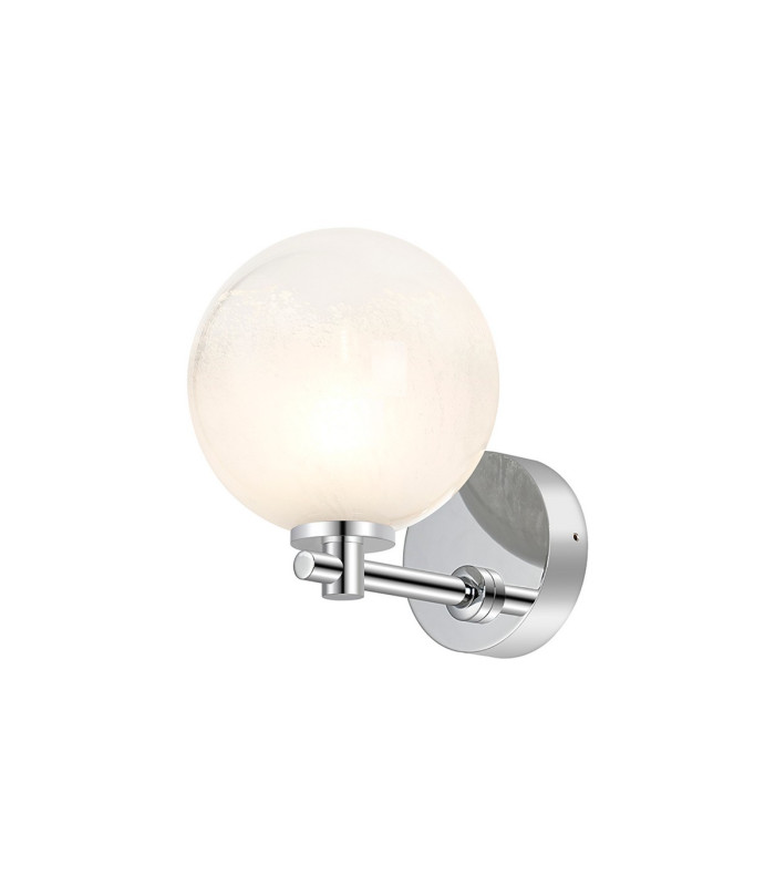 Tivoli Short Arm Wall Light 1 Light G9 IP44 Polished Chrome/White Two-Tone Snow Specks Round Glass-1