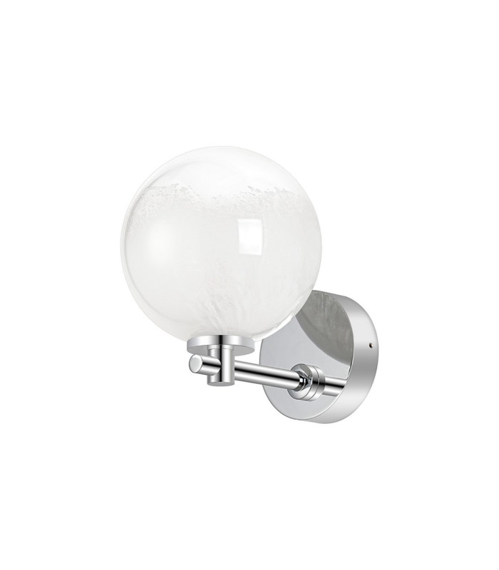 Tivoli Short Arm Wall Light 1 Light G9 IP44 Polished Chrome/White Two-Tone Snow Specks Round Glass-5