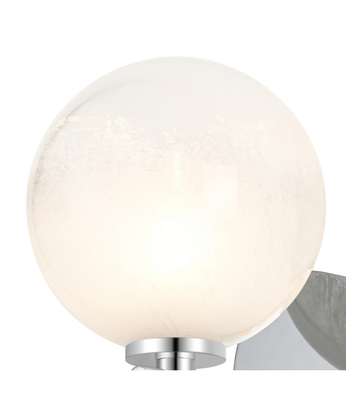 Tivoli Short Arm Wall Light 1 Light G9 IP44 Polished Chrome/White Two-Tone Snow Specks Round Glass-6