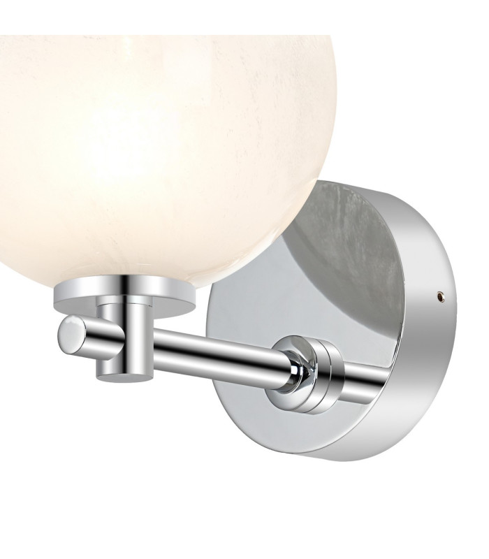 Tivoli Short Arm Wall Light 1 Light G9 IP44 Polished Chrome/White Two-Tone Snow Specks Round Glass-7