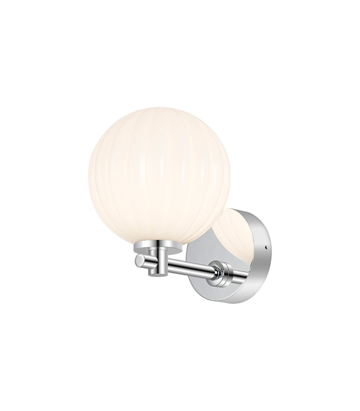 Tivoli Short Arm Wall Light 1 Light G9 IP44 Polished Chrome/Opal Round Segment Glass-1