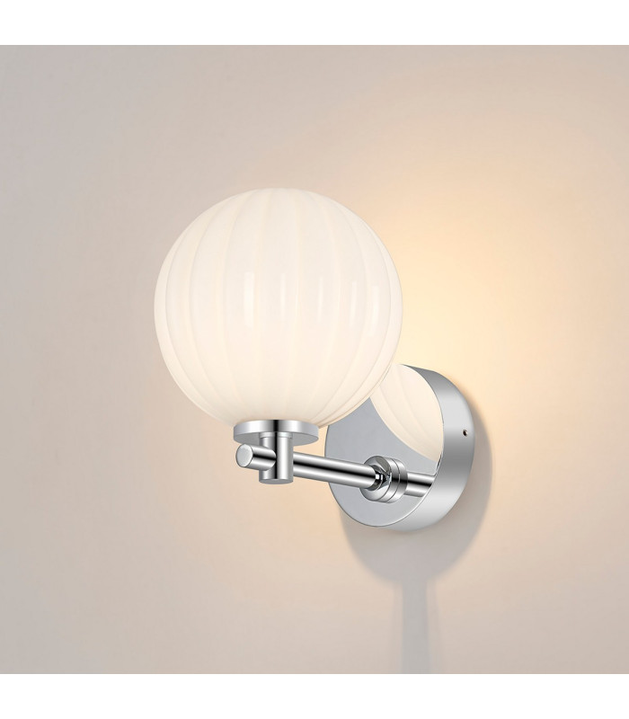 Tivoli Short Arm Wall Light 1 Light G9 IP44 Polished Chrome/Opal Round Segment Glass-3