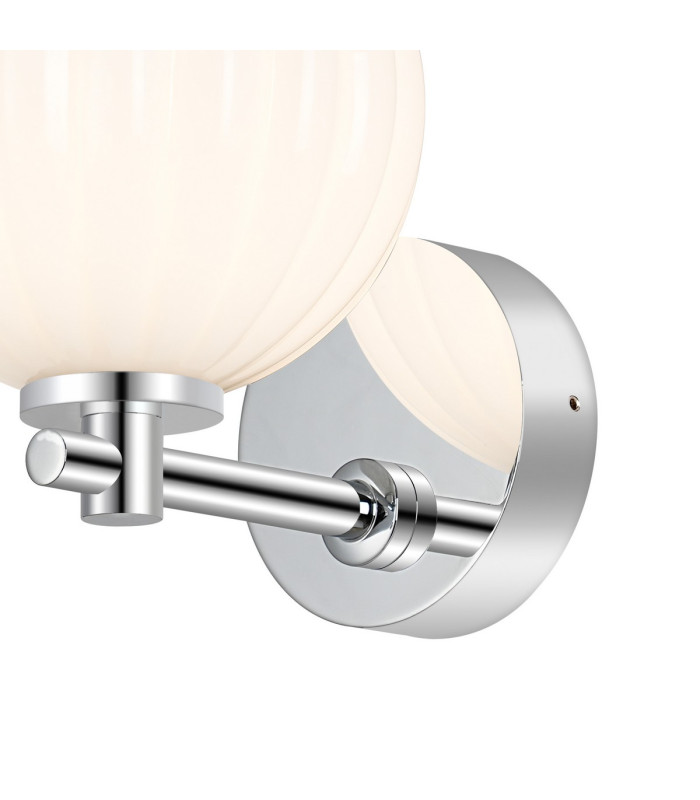 Tivoli Short Arm Wall Light 1 Light G9 IP44 Polished Chrome/Opal Round Segment Glass-6