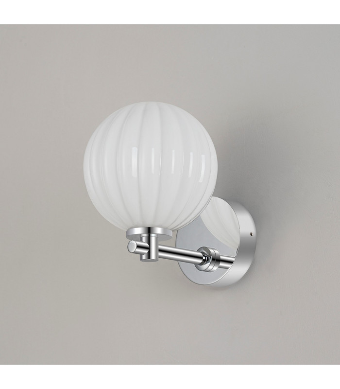 Tivoli Short Arm Wall Light 1 Light G9 IP44 Polished Chrome/Opal Round Segment Glass-7