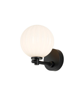 Tivoli Short Arm Wall Light 1 Light G9 IP44 Satin Black/Opal Round Segment Glass-1