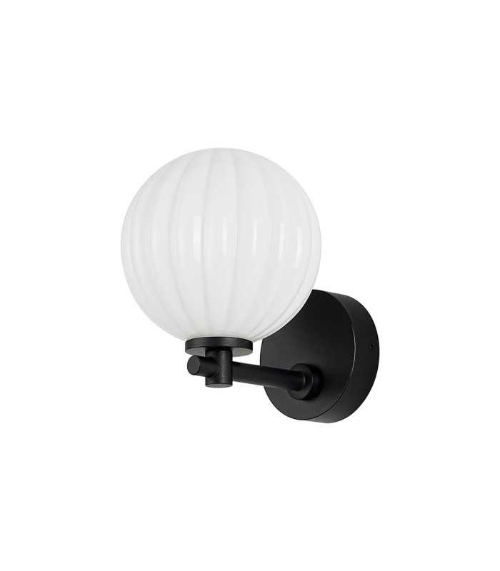 Tivoli Short Arm Wall Light 1 Light G9 IP44 Satin Black/Opal Round Segment Glass-4