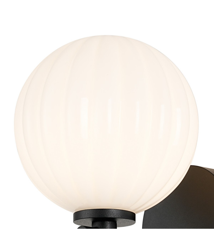 Tivoli Short Arm Wall Light 1 Light G9 IP44 Satin Black/Opal Round Segment Glass-5
