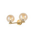 Tivoli Short Arm Wall Light 2 Light G9 IP44 Brass Gold/Amber Smooth Round Glass-1
