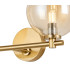 Tivoli Short Arm Wall Light 2 Light G9 IP44 Brass Gold/Amber Smooth Round Glass-6