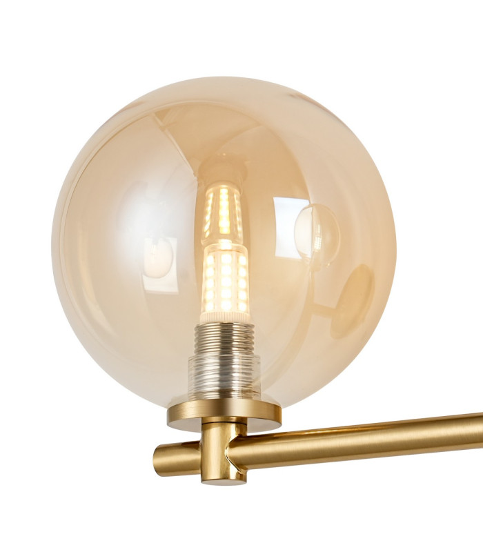 Tivoli Short Arm Wall Light 2 Light G9 IP44 Brass Gold/Amber Smooth Round Glass-8