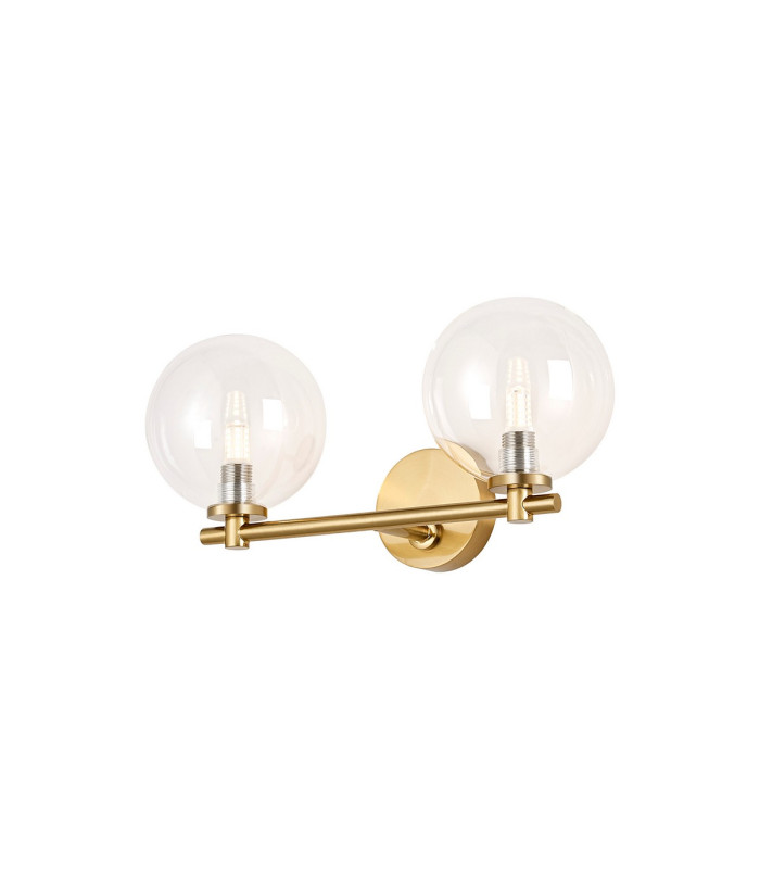 Tivoli Short Arm Wall Light 2 Light G9 IP44 Brass Gold/Clear Smooth Round Glass-1
