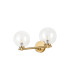 Tivoli Short Arm Wall Light 2 Light G9 IP44 Brass Gold/Clear Smooth Round Glass-4