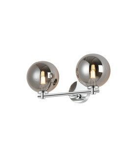 Tivoli Short Arm Wall Light 2 Light G9 IP44 Polished Chrome/Smoke Smooth Round Glass-1