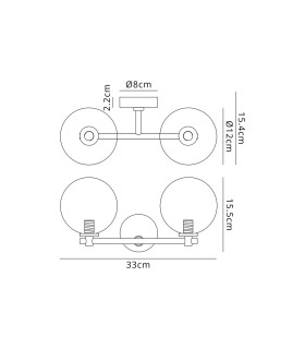 Tivoli Short Arm Wall Light 2 Light G9 IP44 Polished Chrome/Smoke Smooth Round Glass-2