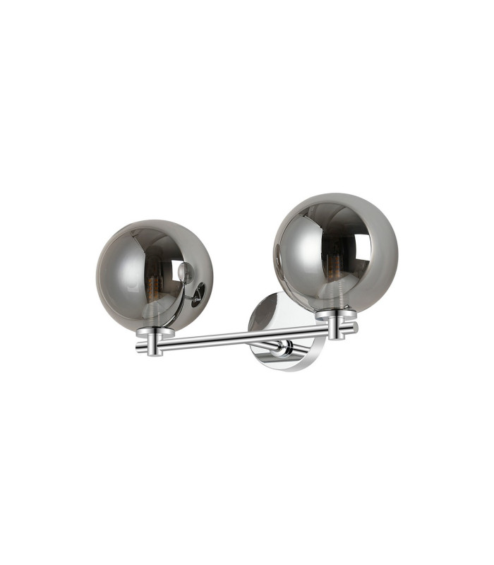 Tivoli Short Arm Wall Light 2 Light G9 IP44 Polished Chrome/Smoke Smooth Round Glass-4