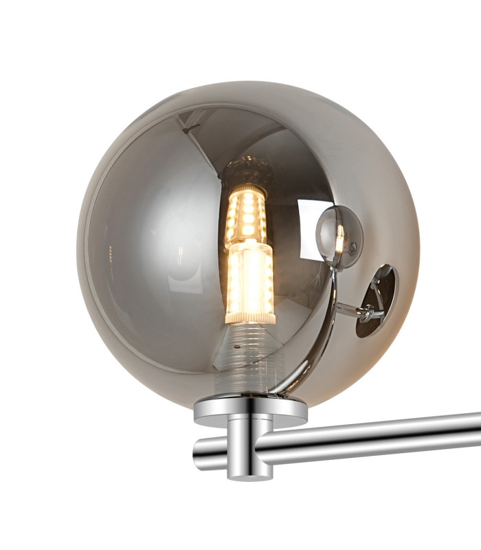 Tivoli Short Arm Wall Light 2 Light G9 IP44 Polished Chrome/Smoke Smooth Round Glass-5