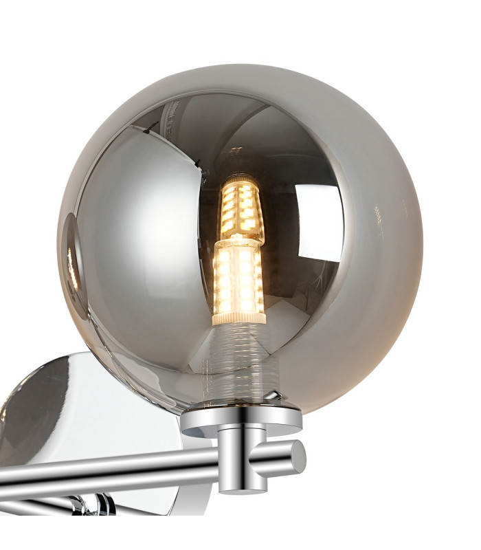 Tivoli Short Arm Wall Light 2 Light G9 IP44 Polished Chrome/Smoke Smooth Round Glass-7
