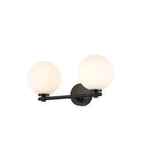 Tivoli Short Arm Wall Light 2 Light G9 IP44 Satin Black/Opal Smooth Round Glass-1