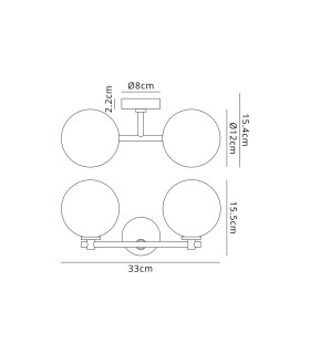 Tivoli Short Arm Wall Light 2 Light G9 IP44 Satin Black/Opal Smooth Round Glass-2