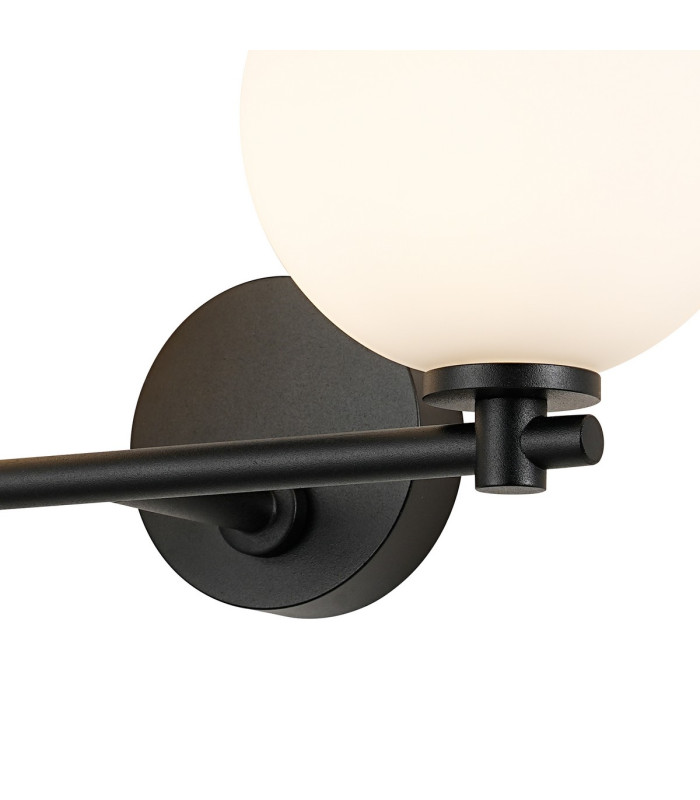 Tivoli Short Arm Wall Light 2 Light G9 IP44 Satin Black/Opal Smooth Round Glass-6