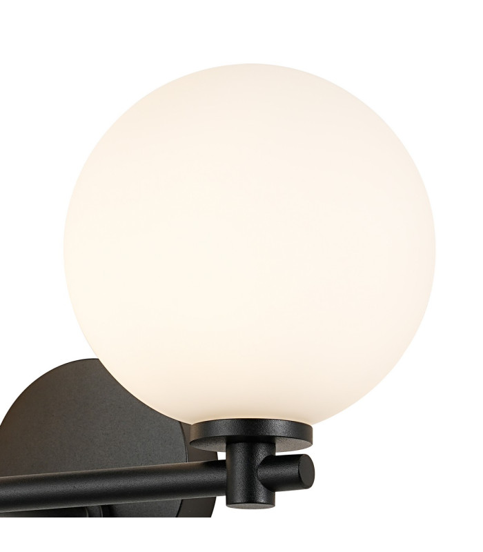 Tivoli Short Arm Wall Light 2 Light G9 IP44 Satin Black/Opal Smooth Round Glass-7