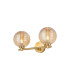 Tivoli Short Arm Wall Light 2 Light G9 IP44 Brass Gold/Amber Ribbed Round Glass-1