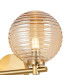 Tivoli Short Arm Wall Light 2 Light G9 IP44 Brass Gold/Amber Ribbed Round Glass-6