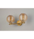 Tivoli Short Arm Wall Light 2 Light G9 IP44 Brass Gold/Amber Ribbed Round Glass-8