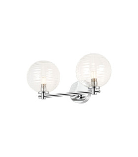 Tivoli Short Arm Wall Light 2 Light G9 IP44 Polished Chrome/Clear Ribbed Round Glass-1