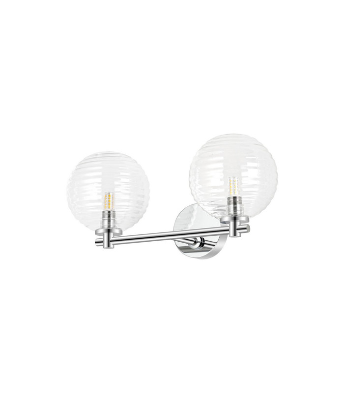 Tivoli Short Arm Wall Light 2 Light G9 IP44 Polished Chrome/Clear Ribbed Round Glass-4