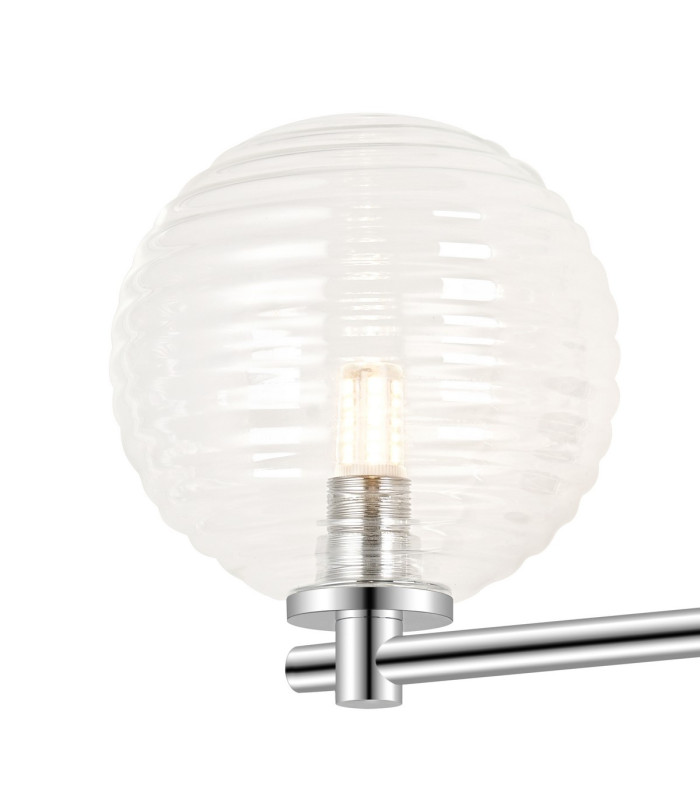 Tivoli Short Arm Wall Light 2 Light G9 IP44 Polished Chrome/Clear Ribbed Round Glass-5