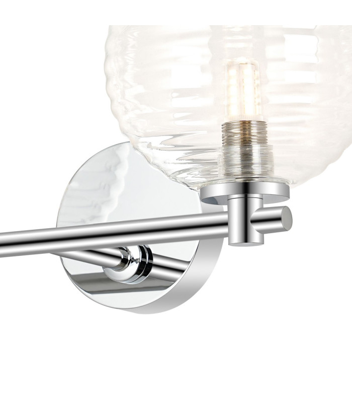 Tivoli Short Arm Wall Light 2 Light G9 IP44 Polished Chrome/Clear Ribbed Round Glass-6