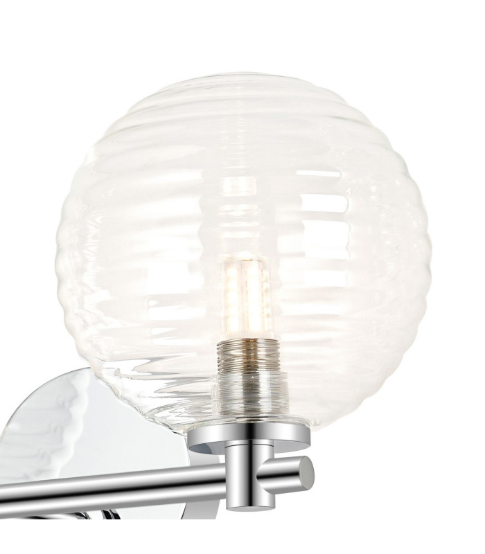 Tivoli Short Arm Wall Light 2 Light G9 IP44 Polished Chrome/Clear Ribbed Round Glass-7