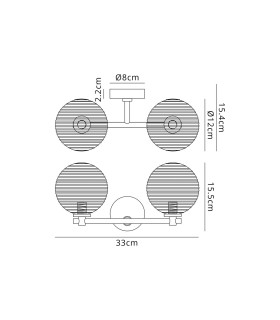 Tivoli Short Arm Wall Light 2 Light G9 IP44 Satin Black/Smoke Ribbed Round Glass-2