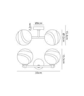Tivoli Short Arm Wall Light 2 Light G9 IP44 Brass Gold/Brown Round Marble Effect Glass-2