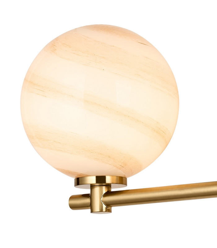 Tivoli Short Arm Wall Light 2 Light G9 IP44 Brass Gold/Brown Round Marble Effect Glass-5