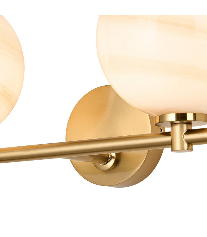 Tivoli Short Arm Wall Light 2 Light G9 IP44 Brass Gold/Brown Round Marble Effect Glass-6