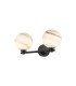 Tivoli Short Arm Wall Light 2 Light G9 IP44 Satin Black/Grey Round Marble Effect Glass-1