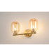 Tivoli Short Arm Wall Light 2 Light G9 IP44 Brass Gold/Amber Smooth Tubular Glass-3
