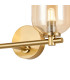 Tivoli Short Arm Wall Light 2 Light G9 IP44 Brass Gold/Amber Smooth Tubular Glass-5