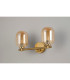 Tivoli Short Arm Wall Light 2 Light G9 IP44 Brass Gold/Amber Smooth Tubular Glass-8