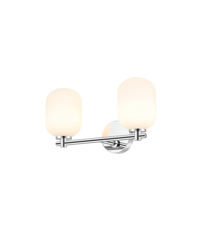 Tivoli Short Arm Wall Light 2 Light G9 IP44 Polished Chrome/Opal Smooth Tubular Glass-1